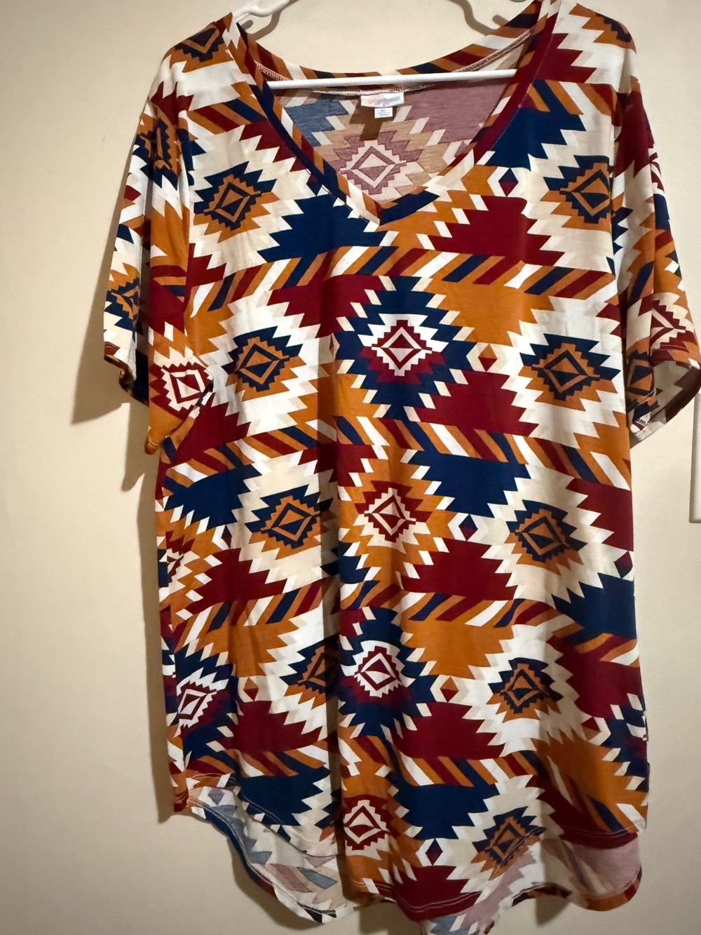 LuLaRoe Women’s Tunic Top in Rust, Navy & White with Gold Accents